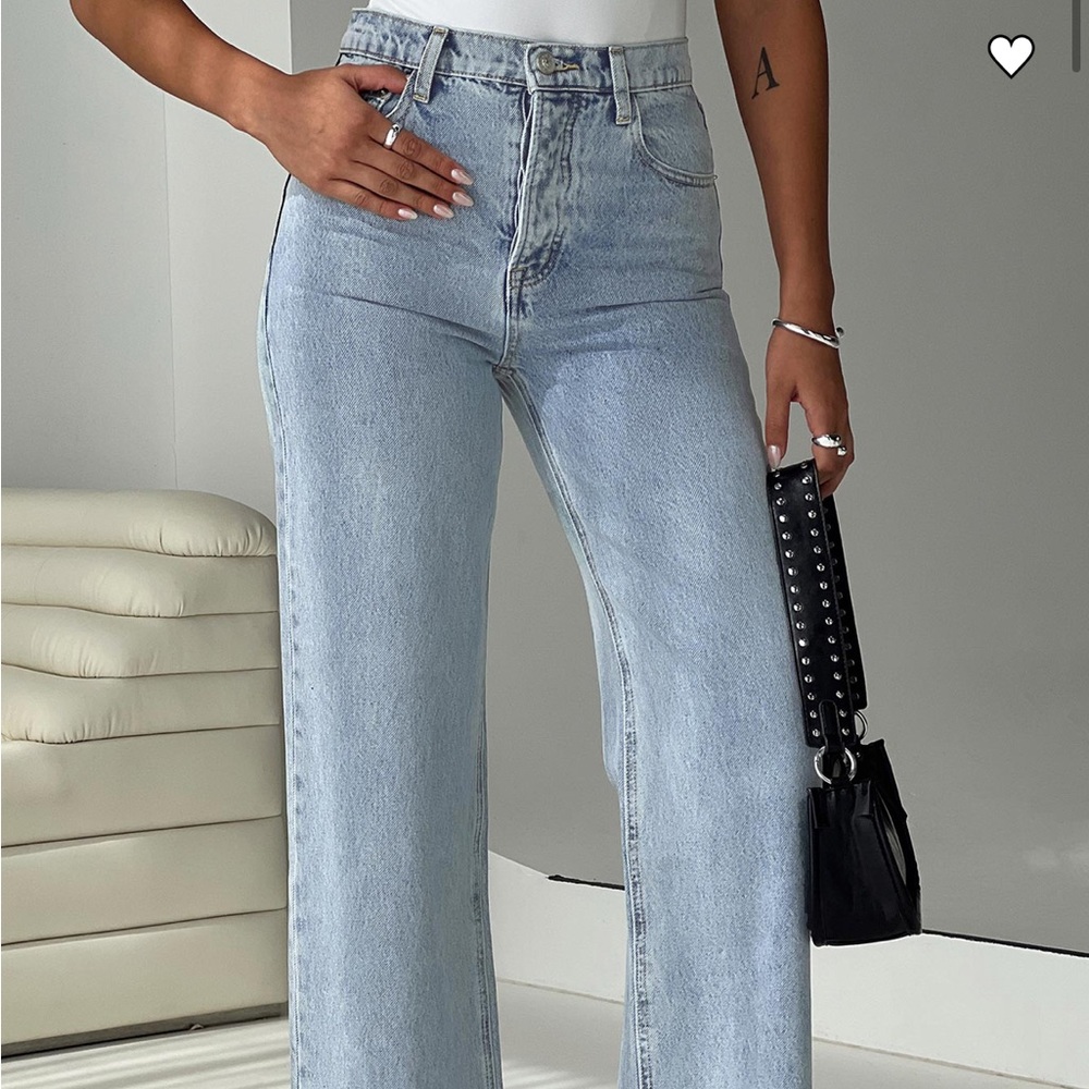 Princess Polly// Fawcett High Rise Straight Leg Jeans Light Blue Wash